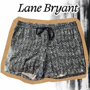 Lane Bryant Navy & White Printed Drawstring Athletic Shorts